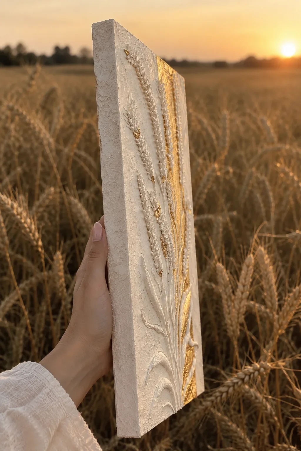 تابلو برجسته گندم با ورق طلا - تصویر 2